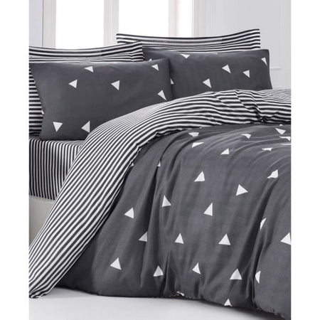 Completo letto - 1 copripiumino 220 x 240 cm + 2 federe 60 x 60 cm - 65% cotone, 35% poliestere - Grigio