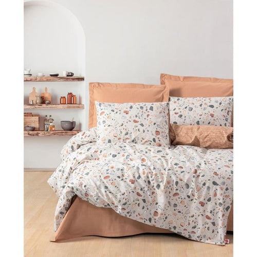 Completo letto - 1 copripiumino 220 x 240 cm + 2 federe 60 x 60 cm - 100% cotone - Caramello