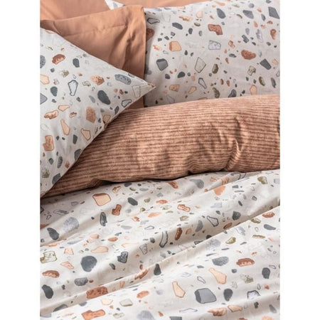 Completo letto - 1 copripiumino 220 x 240 cm + 2 federe 60 x 60 cm - 100% cotone - Caramello