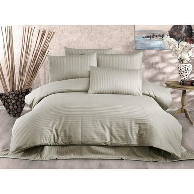 Completo letto - 1 copripiumino 220x240 cm + 2 federe 60x60 cm - 80% cotone, 20% poliestere - Cappuccino