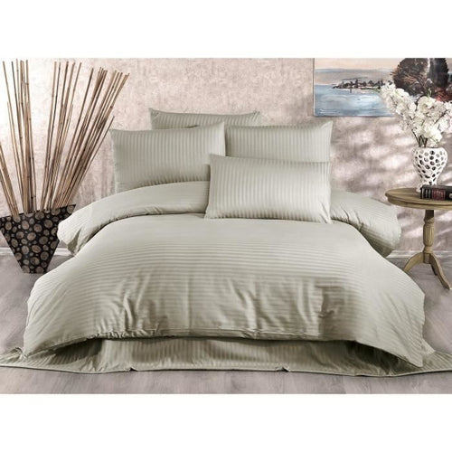 Completo letto - 1 copripiumino 220x240 cm + 2 federe 60x60 cm - 80% cotone, 20% poliestere - Cappuccino