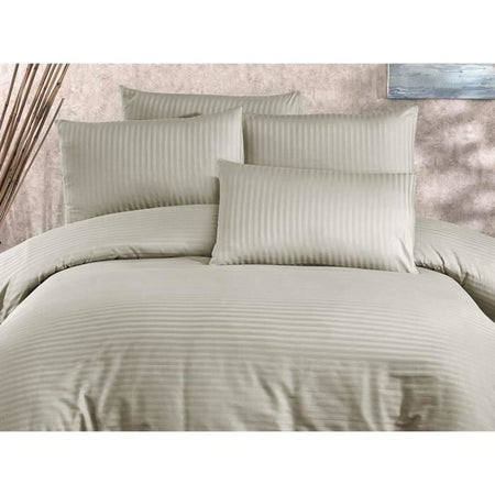 Completo letto - 1 copripiumino 220x240 cm + 2 federe 60x60 cm - 80% cotone, 20% poliestere - Cappuccino