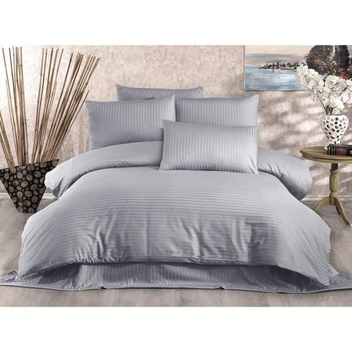 Completo letto - 1 copripiumino 220 x 240 cm + 2 federe 60 x 60 cm - 80% cotone, 20% poliestere - Grigio