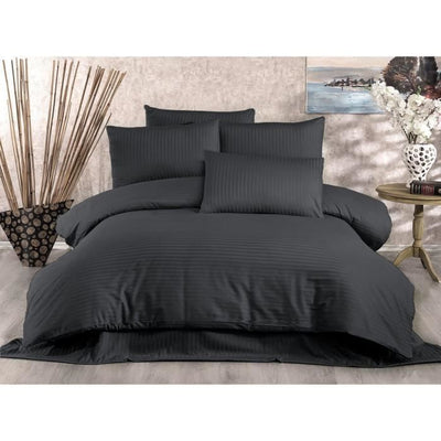 Completo letto - 1 copripiumino 220x240 cm + 2 federe 60x60 cm - 80% cotone, 20% poliestere - Antracite