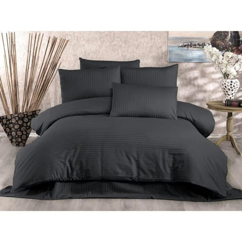 Completo letto - 1 copripiumino 220x240 cm + 2 federe 60x60 cm - 80% cotone, 20% poliestere - Antracite