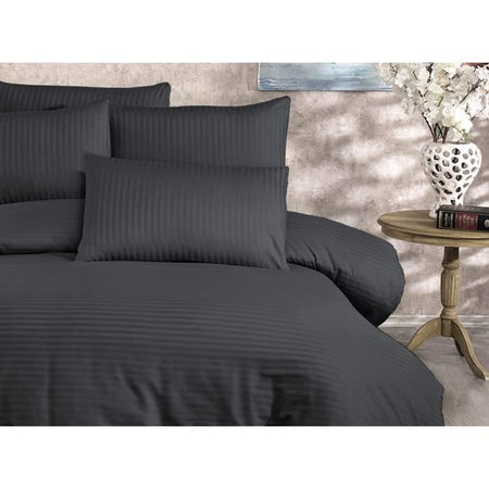 Completo letto - 1 copripiumino 220x240 cm + 2 federe 60x60 cm - 80% cotone, 20% poliestere - Antracite