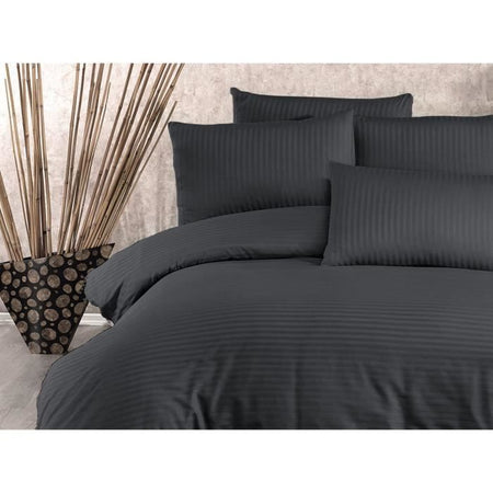 Completo letto - 1 copripiumino 220x240 cm + 2 federe 60x60 cm - 80% cotone, 20% poliestere - Antracite