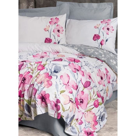 Completo letto - 1 copripiumino 220 x 240 cm + 2 federe 60 x 60 cm - 100% cotone - Grigio