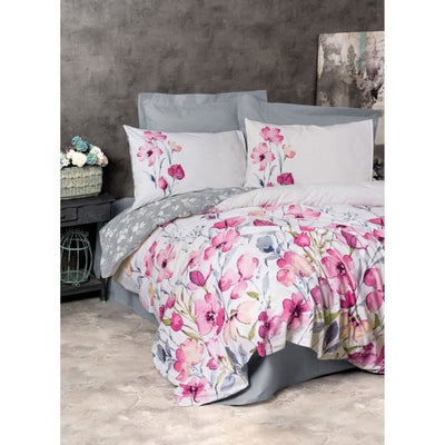 Completo letto - 1 copripiumino 220 x 240 cm + 2 federe 60 x 60 cm - 100% cotone - Grigio