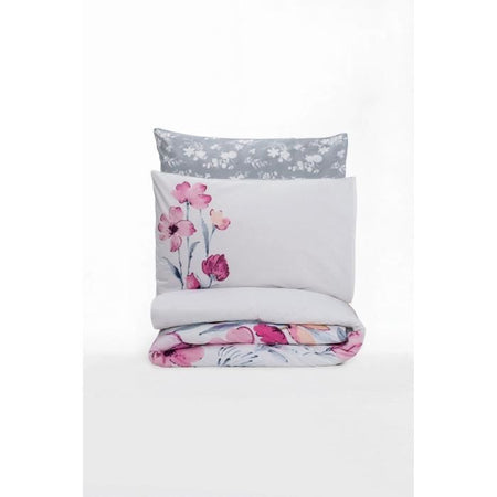 Completo letto - 1 copripiumino 220 x 240 cm + 2 federe 60 x 60 cm - 100% cotone - Grigio