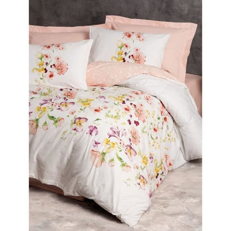 Completo letto - 1 copripiumino 220 x 240 cm + 2 federe 60 x 60 cm - 100% cotone - Bianco