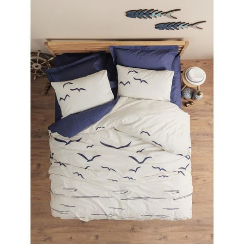 Completo letto - 1 copripiumino 220 x 240 cm + 2 federe 60 x 60 cm - 100% cotone - Blu