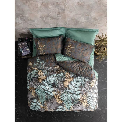 Completo letto - 1 copripiumino 220 x 240 cm + 2 federe 60 x 60 cm - 100% raso di cotone - Menta