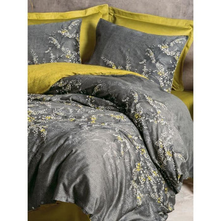 Completo letto - 1 copripiumino 220 x 240 cm + 2 federe 60 x 60 cm - 100% raso di cotone - Antracite