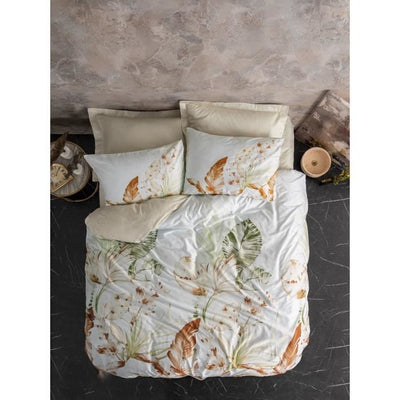Completo letto - 1 copripiumino 220 x 240 cm + 2 federe 60 x 60 cm - 100% raso di cotone - Beige