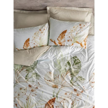 Completo letto - 1 copripiumino 220 x 240 cm + 2 federe 60 x 60 cm - 100% raso di cotone - Beige