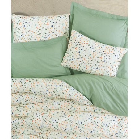 Completo letto - 1 copripiumino 220 x 240 cm + 2 federe 60 x 60 cm - 100% cotone - Verde