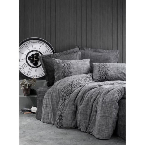 Completo letto - 1 copripiumino 220 x 240 cm + 2 federe 60 x 60 cm - 100% cotone - Grigio