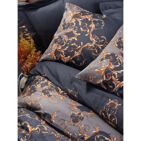 Completo letto - 1 copripiumino 220 x 240 cm + 2 federe 60 x 60 cm - 100% raso di cotone - Blu