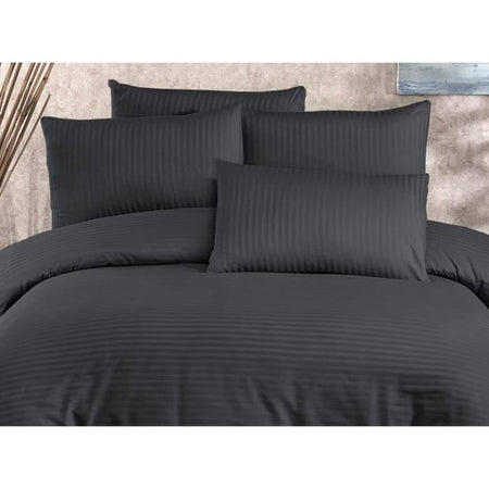 Completo letto - 1 copripiumino 220x240 cm + 2 federe 60x60 cm - 70% poliestere, 30% cotone - Antracite