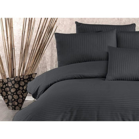 Completo letto - 1 copripiumino 220x240 cm + 2 federe 60x60 cm - 70% poliestere, 30% cotone - Antracite
