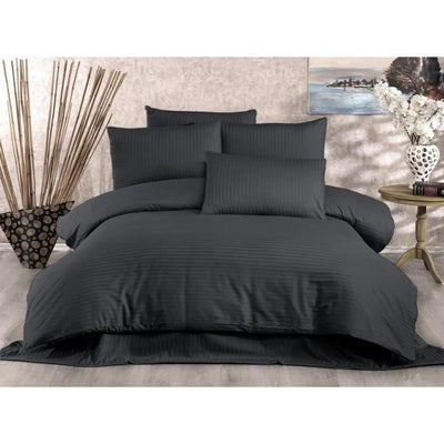 Completo letto - 1 copripiumino 220x240 cm + 2 federe 60x60 cm - 70% poliestere, 30% cotone - Antracite
