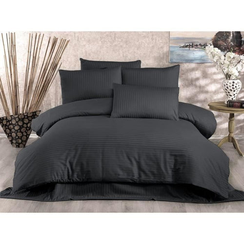 Completo letto - 1 copripiumino 220x240 cm + 2 federe 60x60 cm - 70% poliestere, 30% cotone - Antracite