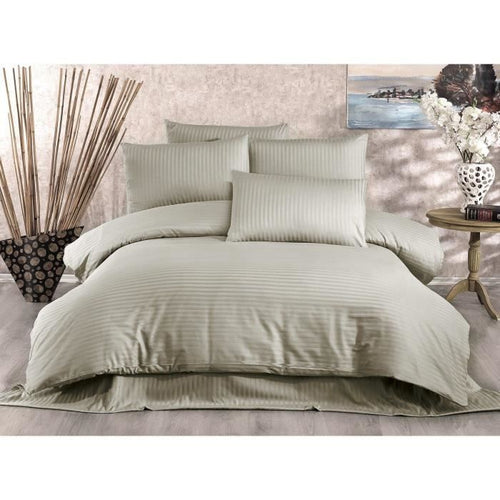 Completo letto - 1 copripiumino 220x240 cm + 2 federe 60x60 cm - 70% poliestere, 30% cotone - Cappuccino