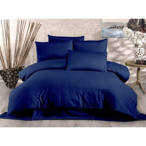 Completo letto - 1 copripiumino 220 x 240 cm + 2 federe 60 x 60 cm - 70% poliestere, 30% cotone - Blu