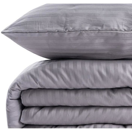Completo letto - 1 copripiumino 220 x 240 cm + 2 federe 60 x 60 cm - 70% poliestere, 30% cotone - Grigio