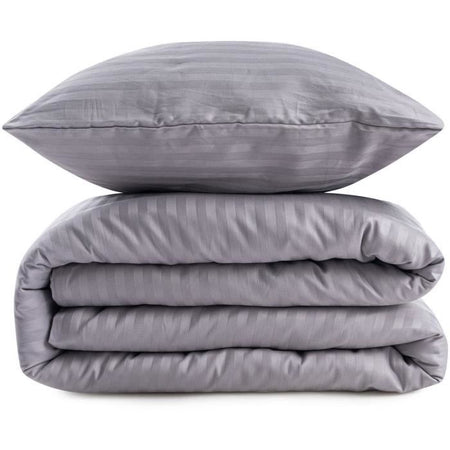 Completo letto - 1 copripiumino 220 x 240 cm + 2 federe 60 x 60 cm - 70% poliestere, 30% cotone - Grigio