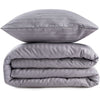 Completo letto - 1 copripiumino 220 x 240 cm + 2 federe 60 x 60 cm - 70% poliestere, 30% cotone - Grigio