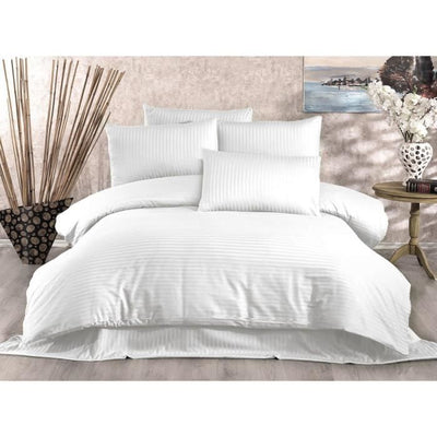 Completo letto - 1 copripiumino 220 x 240 cm + 2 federe 60 x 60 cm - 70% poliestere, 30% cotone - Bianco