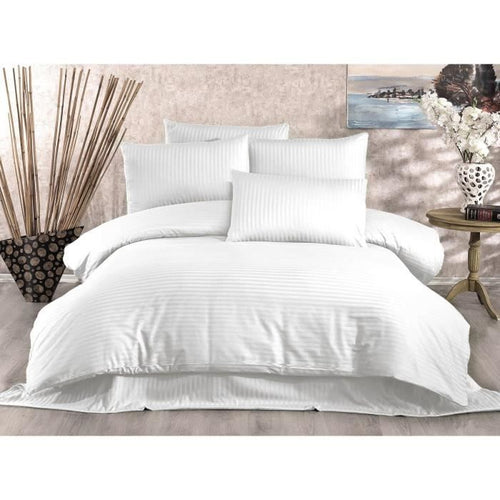 Completo letto - 1 copripiumino 220 x 240 cm + 2 federe 60 x 60 cm - 70% poliestere, 30% cotone - Bianco