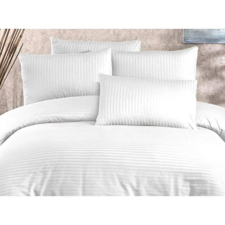 Completo letto - 1 copripiumino 220 x 240 cm + 2 federe 60 x 60 cm - 70% poliestere, 30% cotone - Bianco