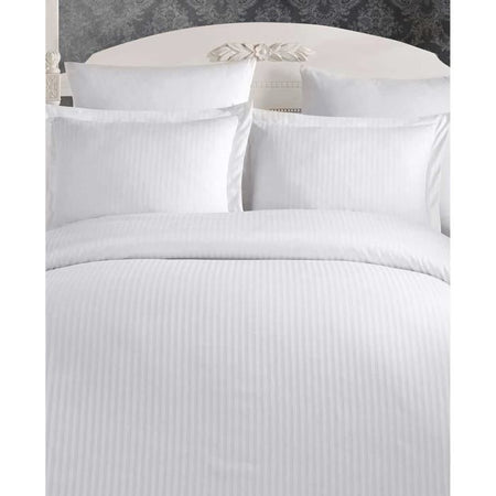 Completo letto - 1 copripiumino 220 x 240 cm + 2 federe 60 x 60 cm - 100% raso di cotone - Bianco