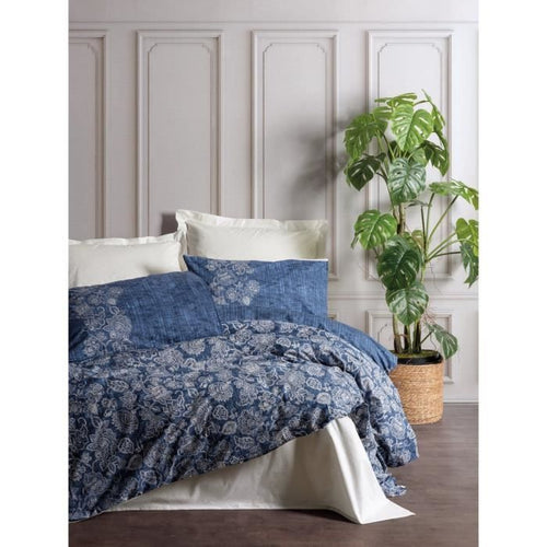 Completo letto - 1 copripiumino 220 x 240 cm + 2 federe 60 x 60 cm - 100% cotone - Blu