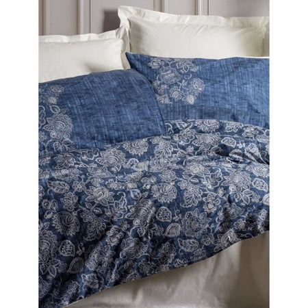 Completo letto - 1 copripiumino 220 x 240 cm + 2 federe 60 x 60 cm - 100% cotone - Blu