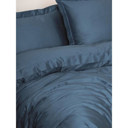 Completo letto - 1 copripiumino 220 x 240 cm + 2 federe 60 x 60 cm - 100% raso di cotone - Blu