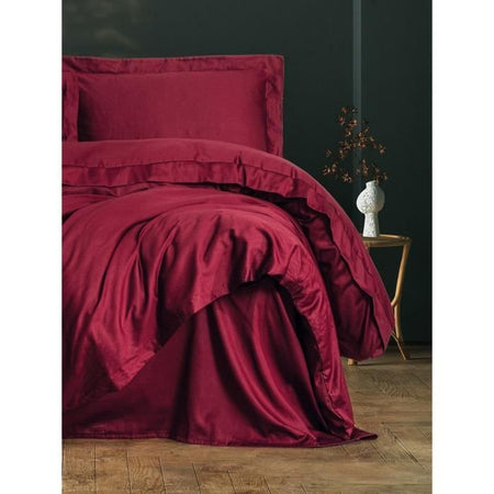 Completo letto - 1 copripiumino 220 x 240 cm + 2 federe 60 x 60 cm - 100% raso di cotone - Rosso