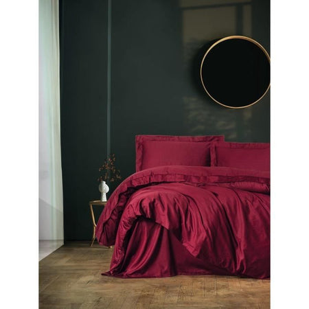 Completo letto - 1 copripiumino 220 x 240 cm + 2 federe 60 x 60 cm - 100% raso di cotone - Rosso