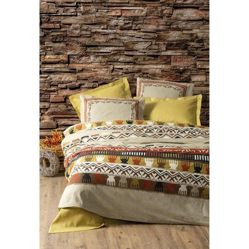 Completo letto - 1 copripiumino 220 x 240 cm + 2 federe 60 x 60 cm - 100% cotone - Senape