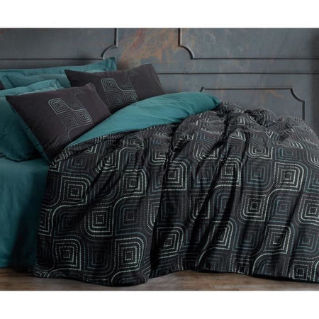 Completo letto - 1 copripiumino 220 x 240 cm + 2 federe 60 x 60 cm - 100% cotone - Blu