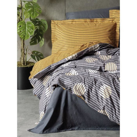 Completo letto - 1 copripiumino 220 x 240 cm + 2 federe 60 x 60 cm - 100% cotone - Grigio