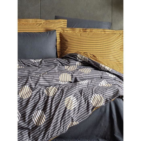 Completo letto - 1 copripiumino 220 x 240 cm + 2 federe 60 x 60 cm - 100% cotone - Grigio
