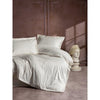 Completo letto - 1 copripiumino 220 x 240 cm + 2 federe 60 x 60 cm - 100% raso di cotone - Ecru