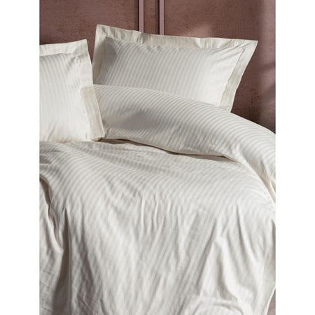 Completo letto - 1 copripiumino 220 x 240 cm + 2 federe 60 x 60 cm - 100% raso di cotone - Ecru