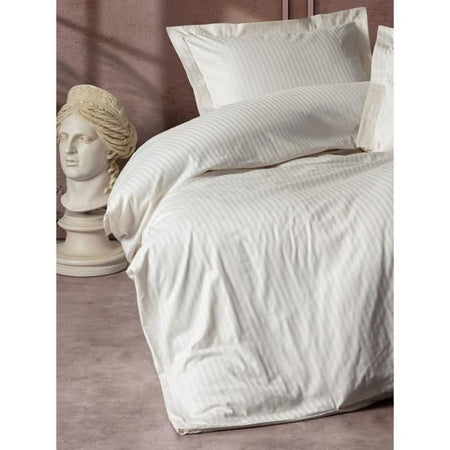 Completo letto - 1 copripiumino 220 x 240 cm + 2 federe 60 x 60 cm - 100% raso di cotone - Ecru