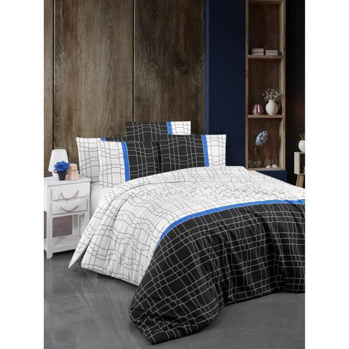 Completo letto - 1 copripiumino 220 x 240 cm + 2 federe 60 x 60 cm - 65% cotone, 35% poliestere - Bianco