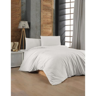 Completo letto - 1 copripiumino 220 x 240 cm + 2 federe 60 x 60 cm - 100% cotone rinforzato - Bianco